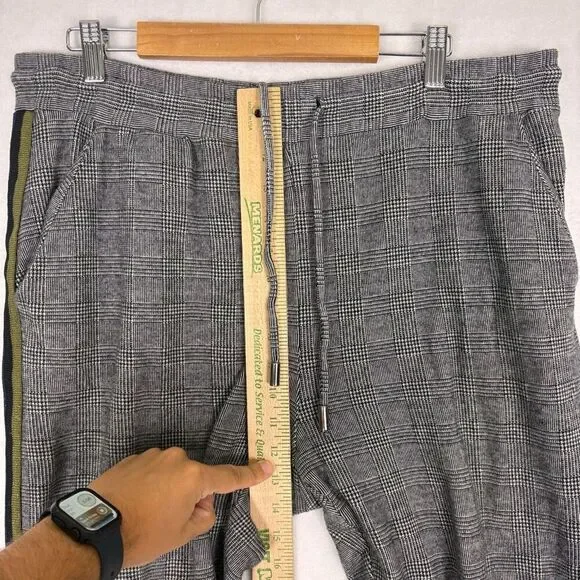Maeve by Anthropologie Black Plaid with Sparkle Striped Side Pants Size Large - Picture 5 of 12